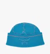 Mcm Lauretos Beanie In Wool And Recycled Cashmere In Blue Heaven