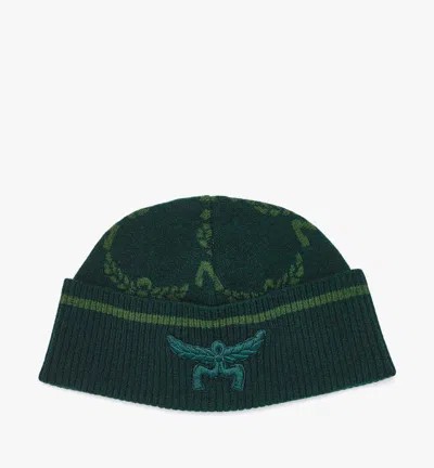 Mcm Lauretos Beanie In Wool And Recycled Cashmere In Forest Green