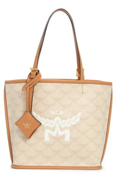 Mcm Lauretos Coated Canvas Shopper Bag In Brown