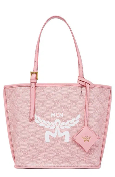 Mcm Lauretos Coated Canvas Shopper Bag In Pink