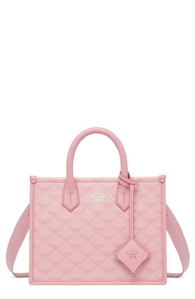 Mcm Lauretos Monogram Canvas Tote Bag In Pink