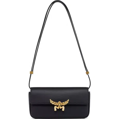 Mcm Lauretos Leather Shoulder Bag In Black