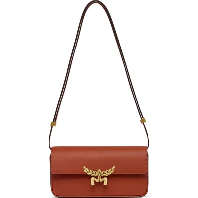 Mcm Lauretos Leather Shoulder Bag In Coconut Shell Brown