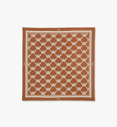 Mcm Lauretos Monogram Bandana Scarf In Cognac