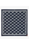 Mcm Lauretos Monogram Bandana Scarf In Navy