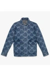 Mcm Lauretos Monogram Denim Jacket In Indigo