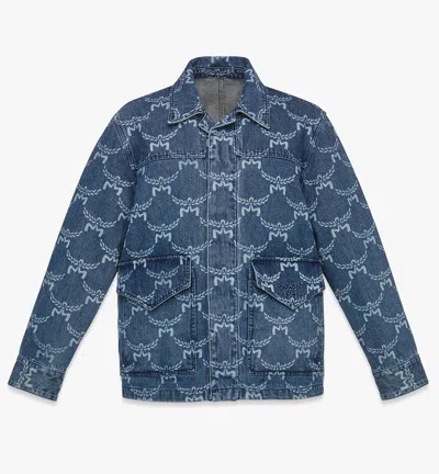 Mcm Lauretos Monogram Denim Jacket In Indigo