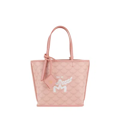 Mcm Lauretos Monogram Shopper In Pink