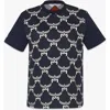 Mcm Cotton Crew Neck T-shirt With Geometric Pattern In Navy Blazer