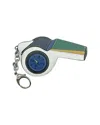 Mcm Women's White/green Leather Black Visetos Whistle Charm Key Ring In Multi