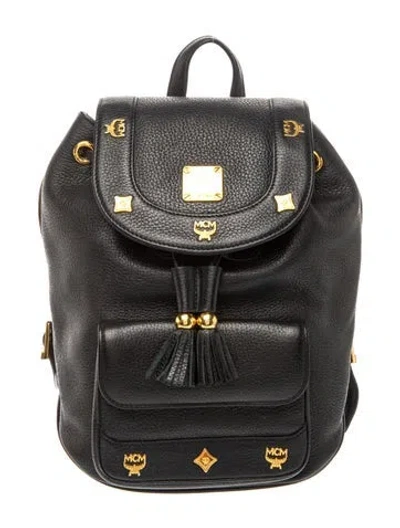 Pre-owned Mcm Leather Backpack In Black