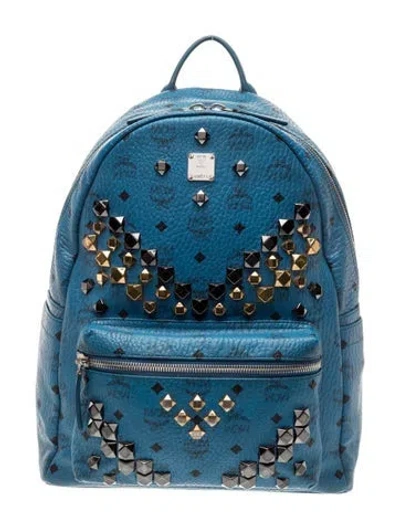 Pre-owned Mcm Leather Backpack In Blue