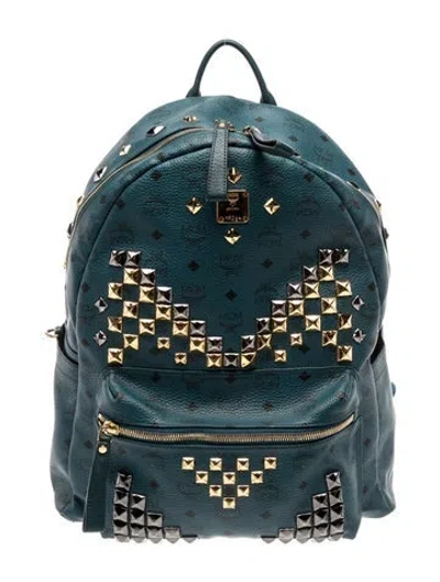 Pre-owned Mcm Leather Backpack In Blue