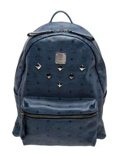 Pre-owned Mcm Leather Backpack In Blue