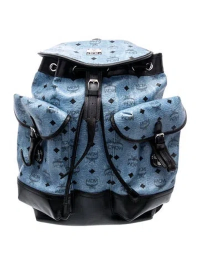 Pre-owned Mcm Leather Backpack In Blue