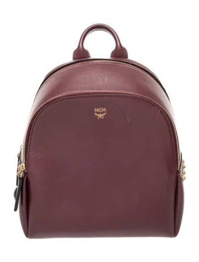 Pre-owned Mcm Leather Backpack In Burgundy
