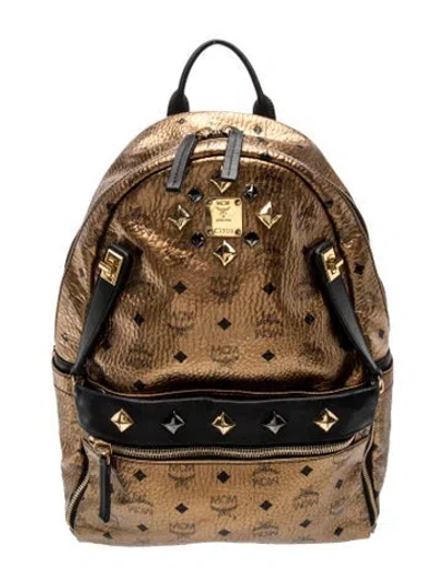 Pre-owned Mcm Leather Backpack In Gold
