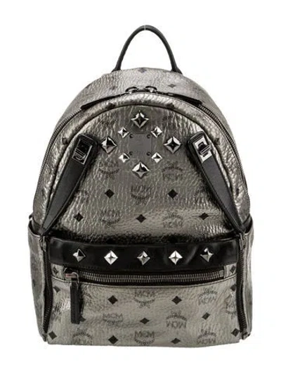 Pre-owned Mcm Leather Backpack In Gray