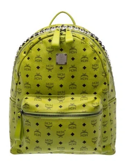 Pre-owned Mcm Leather Backpack In Green