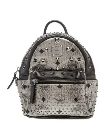 Pre-owned Mcm Leather Backpack In Grey