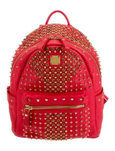 Pre-owned Mcm Leather Backpack In Red