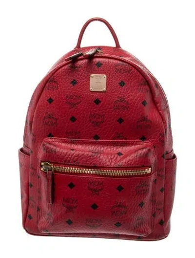 Pre-owned Mcm Leather Backpack In Red