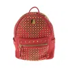Mcm Leather Backpack Red Gold Hardware In Red