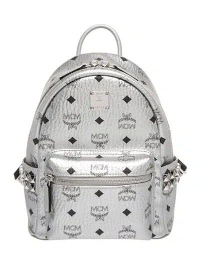 Pre-owned Mcm Leather Backpack In Silver