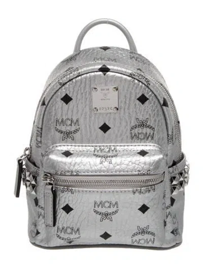 Pre-owned Mcm Leather Backpack In Silver