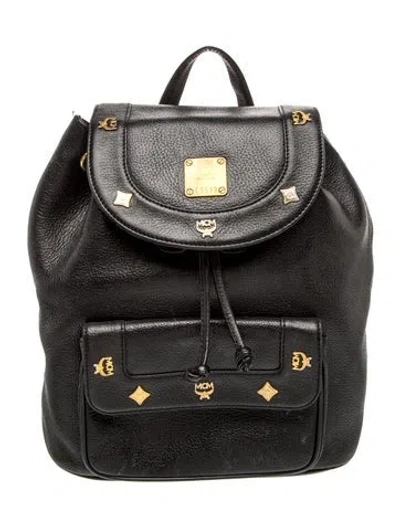 Pre-owned Mcm Leather Backpack Vintage In Black