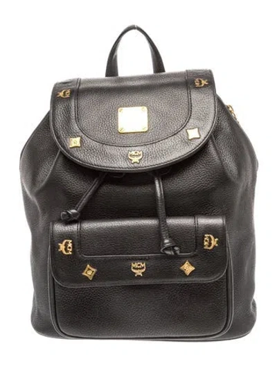 Pre-owned Mcm Leather Backpack Vintage In Black
