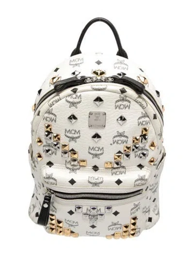 Pre-owned Mcm Leather Backpack In White