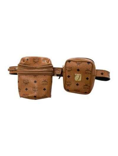 Pre-owned Mcm Leather Belt Bag In Brown