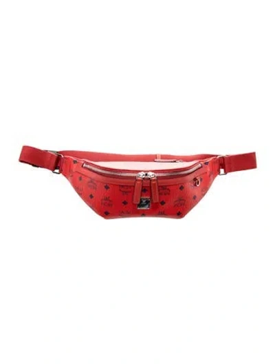 Pre-owned Mcm Leather Belt Bag In Red