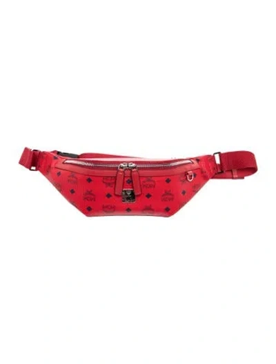 Pre-owned Mcm Leather Belt Bag In Red