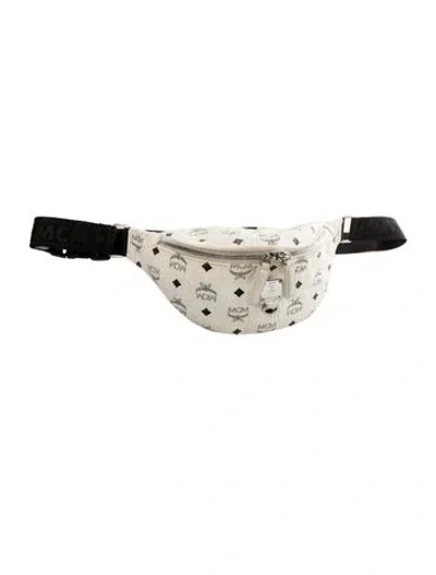 Pre-owned Mcm Leather Belt Bag In White