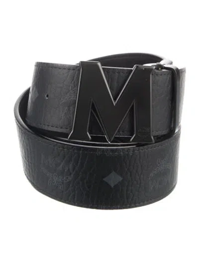 Pre-owned Mcm Leather Belt In Black