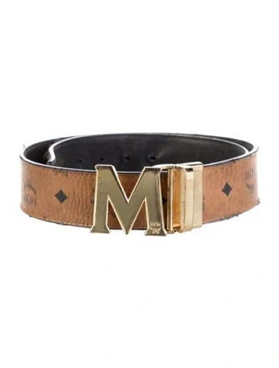 Pre-owned Mcm Leather Belt In Neutral