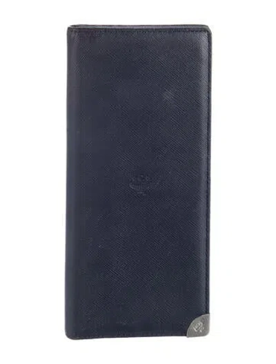 Pre-owned Mcm Leather Bifold Wallet In Blue