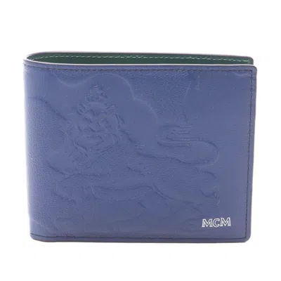 Mcm Leather Bifold Wallet Blue/green
