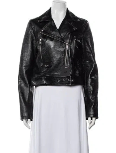 Pre-owned Mcm Leather Biker Jacket W/ Tags In Black