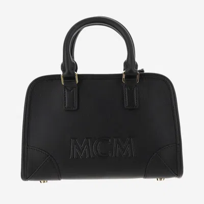 Mcm Leather Boston Bag In Black