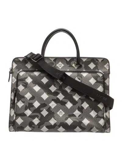 Pre-owned Mcm Leather Briefcase In Gray