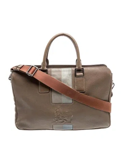 Pre-owned Mcm Leather Briefcase Vintage In Grey