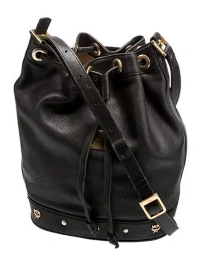 Pre-owned Mcm Leather Bucket Bag In Black