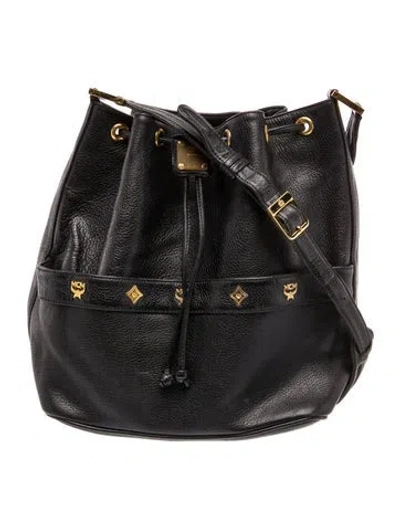 Pre-owned Mcm Leather Bucket Bag In Black