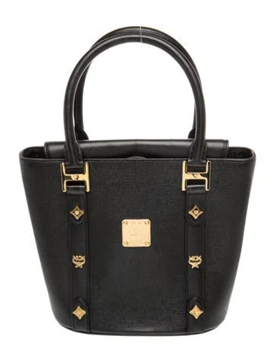 Pre-owned Mcm Leather Bucket Bag In Black