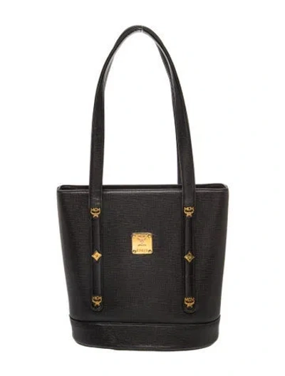 Pre-owned Mcm Leather Bucket Bag In Black