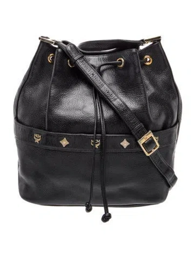 Pre-owned Mcm Leather Bucket Bag In Black