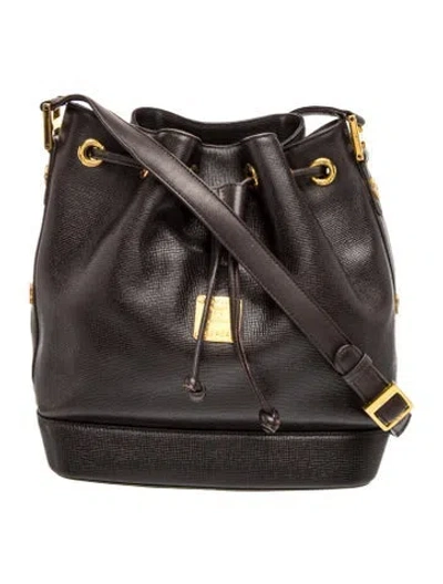 Pre-owned Mcm Leather Bucket Bag In Black